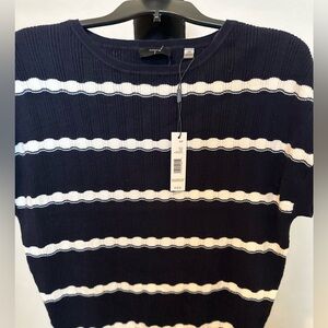 TAHARI navy bleu/white striped sweater. Size Small. NWT.